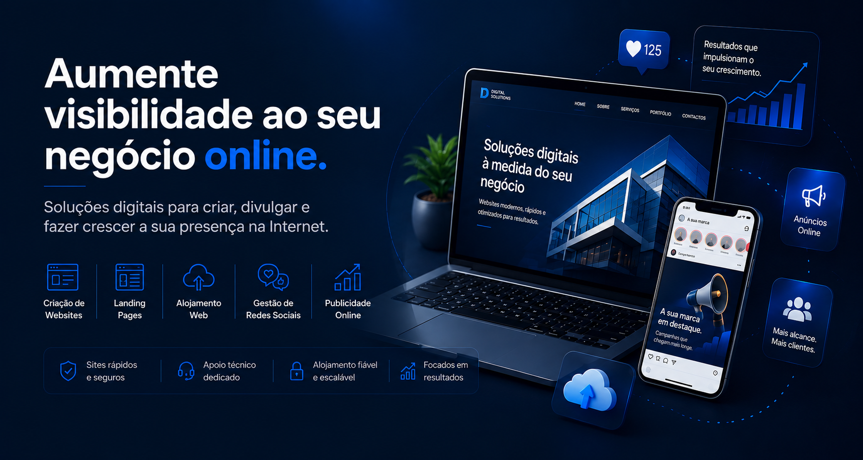 Soluções digitais para criar, divulgar e fazer crescer a sua presença na Internet